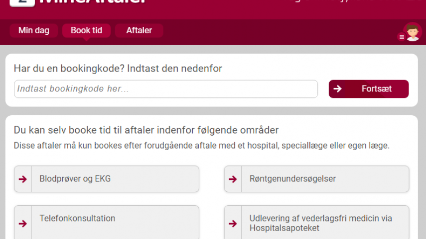 Bestilling af vederlagsfri medicin via booking.rm.dk